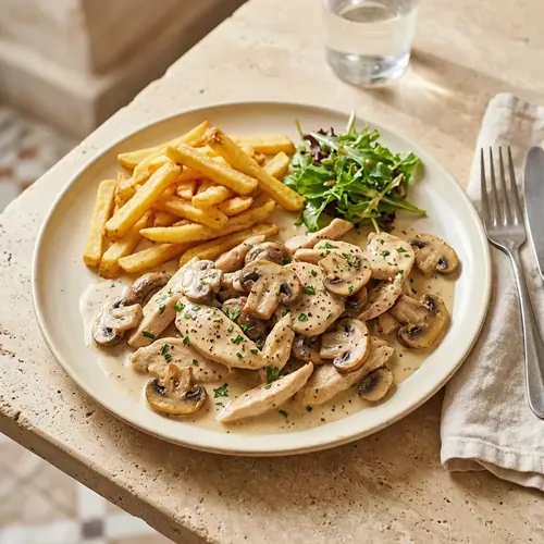 Émincé de poulet aux champignons
