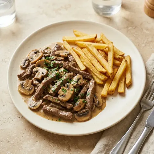 Émincé de bœuf aux champignons