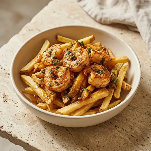 Loaded Fries – Crevette, Charmoula Tiger Prawns