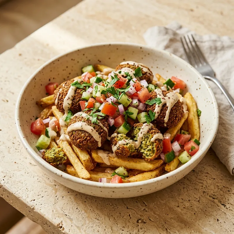 Loaded Fries – Veggie, Falafel